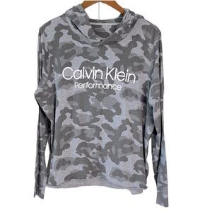 3/$10 Calvin Klein Performance Long Sleeve Camo Hoodie | Racer Stripe on Sides
